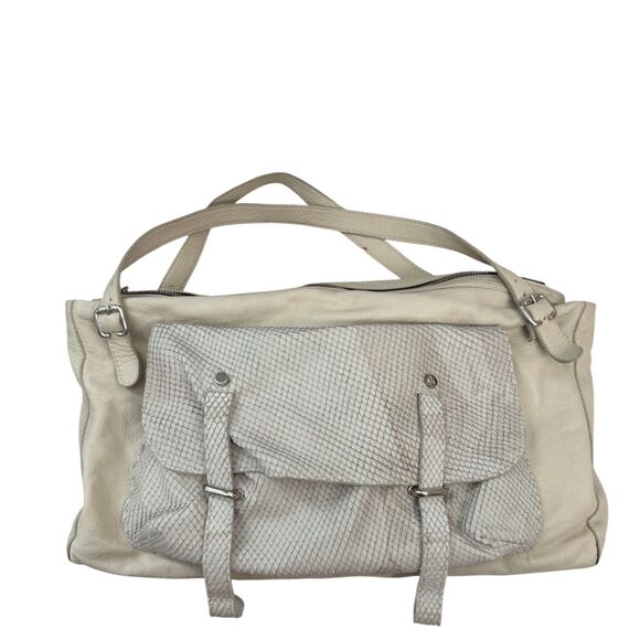 Tylie Malibu Cream Leather Snakeskin Embossed Shoulder Bag - Picture 1 of 6